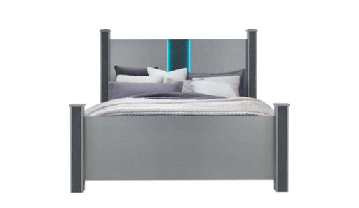 Logan Silver Bed, Dresser, Mirror and Nightstand