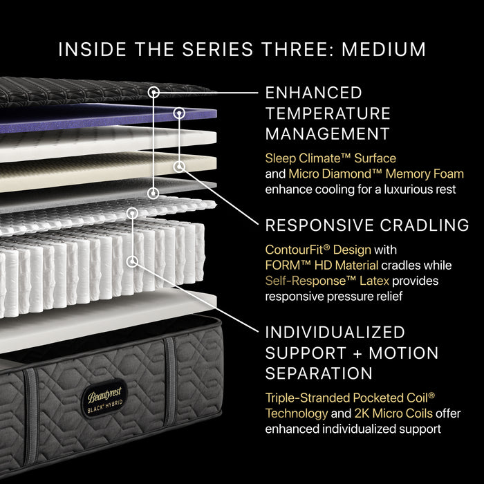 Beautyrest BlackÂ® Series Three 15" Hybrid Medium Mattress