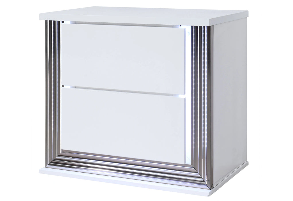 Ylime Smooth White Nightstand with LED