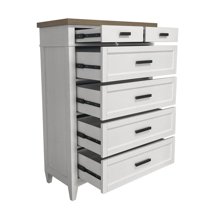 Parker House Americana Modern Bedroom King Shelter Bed 2 Nightstands Dresser with Mirror and Chest