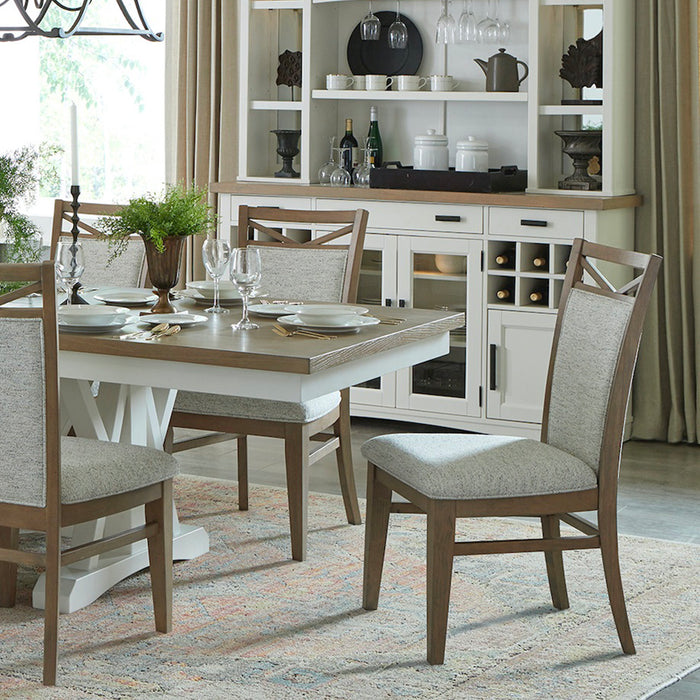 Parker House Americana Modern Dining Extendable Trestle Table with 8 Upholstered Chairs