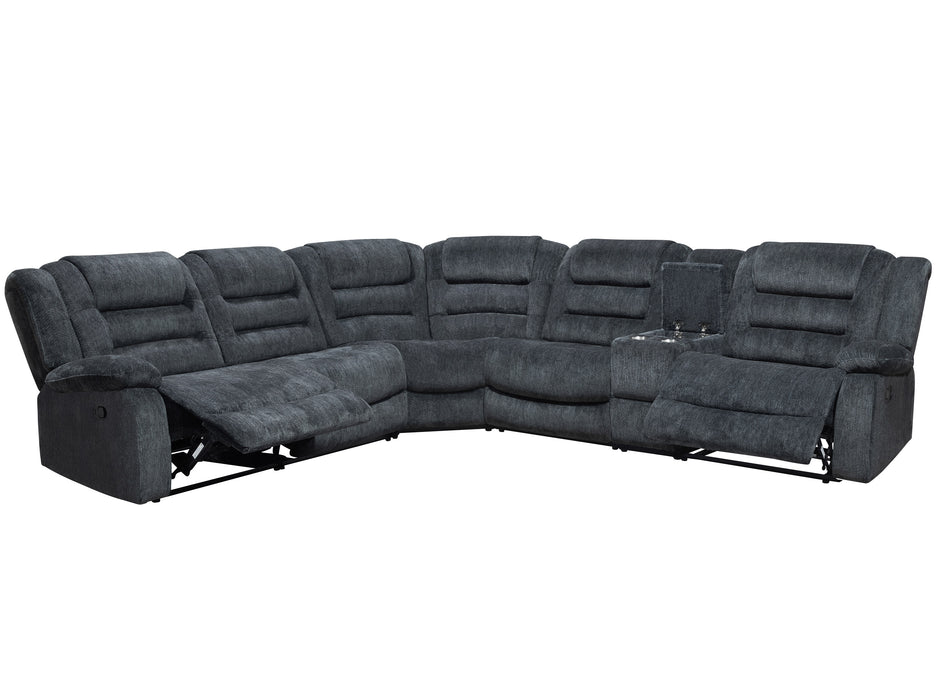 Parker Living Bolton - Misty Storm 6 Piece Modular Reclining Sectional and Entertainment Console
