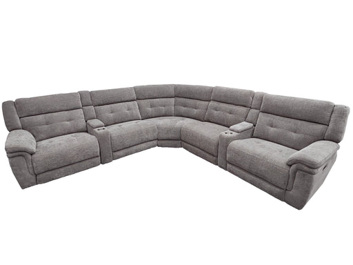 Parker Living Richland - Bristol Grey 7 Piece Modular Power Reclining Sectional with Power Adjustable Headrests