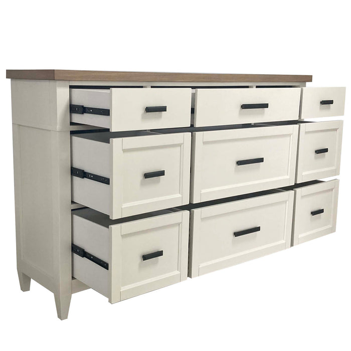 Parker House Americana Modern Bedroom Queen Shelter Bed 2 Nightstands and Dresser with Mirror