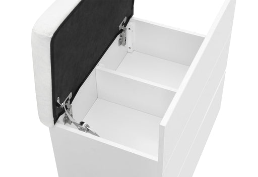 ELLA WHITE VANITY SET WITH STORAGE STOOL - All Brands Furniture (NJ)