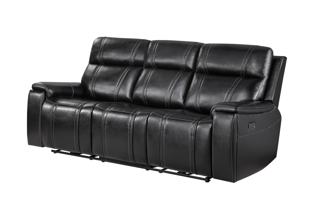 U8881 Black Leather Power Reclining Sofa with Immerse Sound