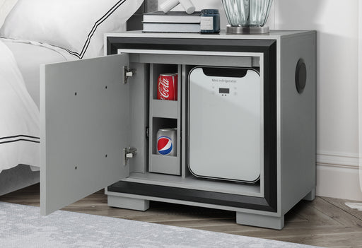 AMELIA GREY/BLACK FULL BED GROUP WITH LED, COOLER AND SPEAKER - All Brands Furniture (NJ)