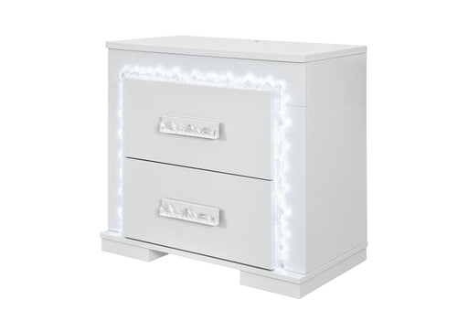 Naomi Silver Marble Nightstand with LED