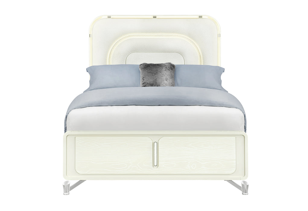 Lyra Beige Bed with LED