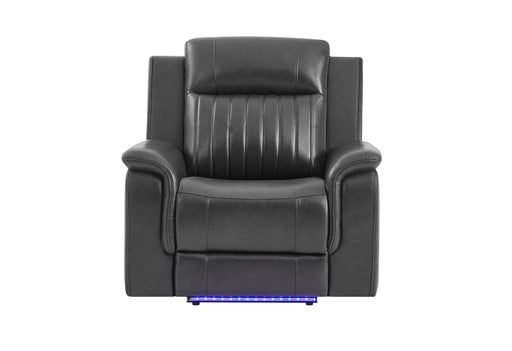 U8879 BLANCHE CHARCOAL WITH BLACK WELT POWER RECLINER WITH LED - All Brands Furniture (NJ)