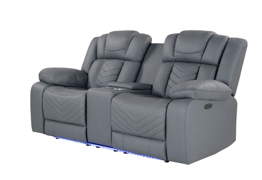 U7069 GREY 10 PWR CON REC LOVESEAT WITH LED AND IMMERSIVE SOUND - All Brands Furniture (NJ)