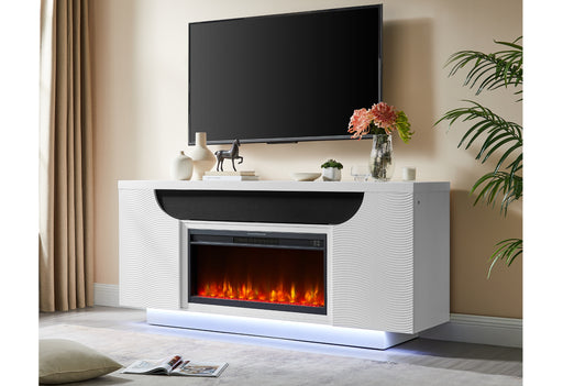 AILEEN WHITE 76" ENT UNIT W/LED, SPEAKERS, CRYSTAL AND POP-UP DOORS - All Brands Furniture (NJ)