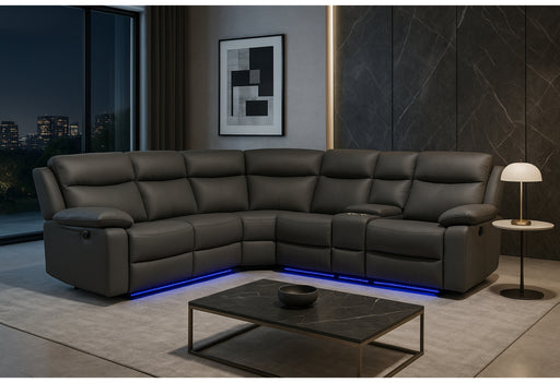 U6026 GREY PU 46A RIGHT SIDE FACING SECTIONAL WITH LED AND SPEAKER - All Brands Furniture (NJ)
