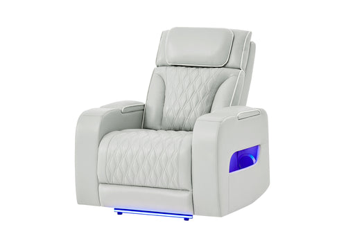 U8611 BLANCHE SILVER POWER RECLINER WITH POWER HEADREST AND LED - All Brands Furniture (NJ)