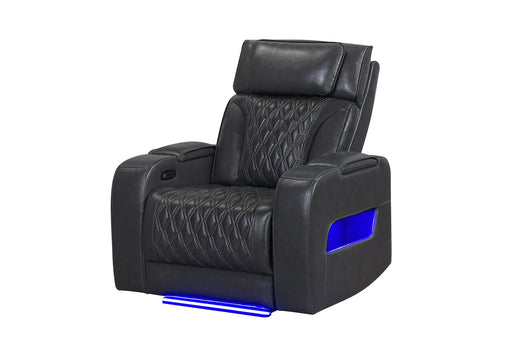 U8611 BLANCHE CHARCOAL POWER RECLINER WITH POWER HEADREST AND LED - All Brands Furniture (NJ)