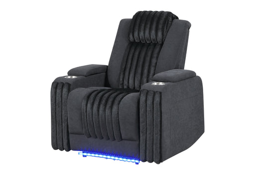 U8000 BLACK POWER RECLINER W/ POWER HEADREST & LED LIGHT - All Brands Furniture (NJ)