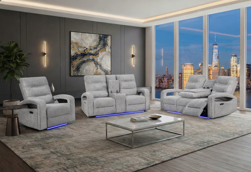 U6611 Grey 15 Power Reclining Sofa/Power Console Reclining Loveseat