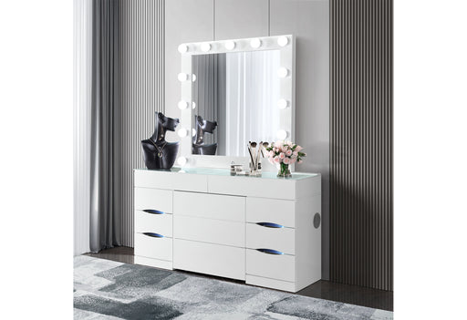 ELLA WHITE VANITY SET WITH STORAGE STOOL - All Brands Furniture (NJ)