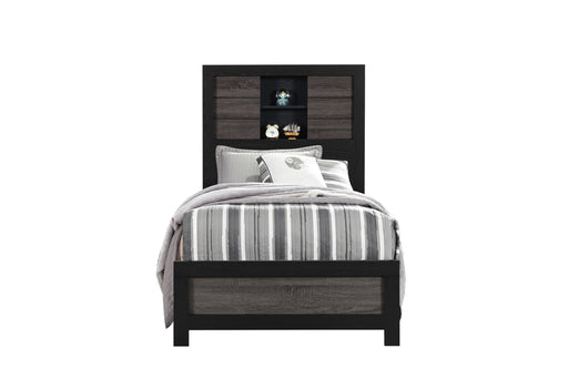 LISBON GREY/BLACK BOOKCASE TWIN BED - All Brands Furniture (NJ)