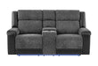 U5915 Grey/Black Console Rec Loveseat W/Immersive Sound & Blue LED