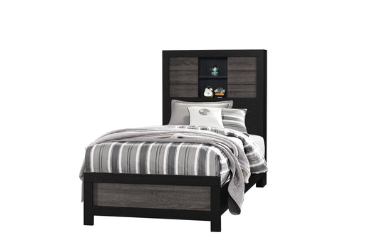 LISBON GREY/BLACK BOOKCASE TWIN BED - All Brands Furniture (NJ)