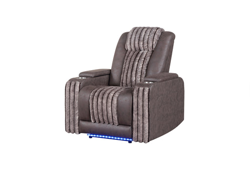 U8000 BROWN POWER RECLINER W/ POWER HEADREST & LED LIGHT - All Brands Furniture (NJ)