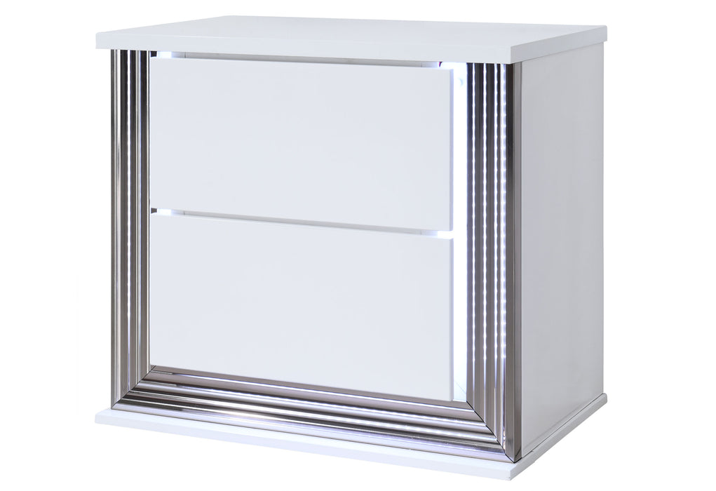 Ylime Smooth White Nightstand with LED