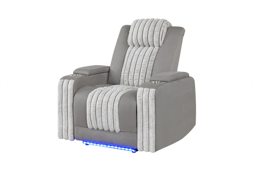 U8000 GREY POWER RECLINER W/ POWER HEADREST & LED LIGHT - All Brands Furniture (NJ)