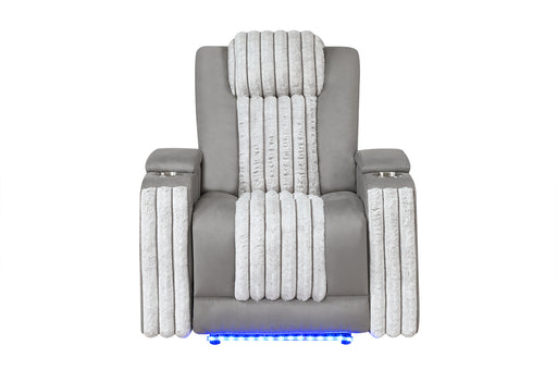 U8000 GREY POWER RECLINER W/ POWER HEADREST & LED LIGHT - All Brands Furniture (NJ)