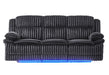 U8686 Black Pwr Rec Sofa with LED, Hidden Drawer and Drop Down Table