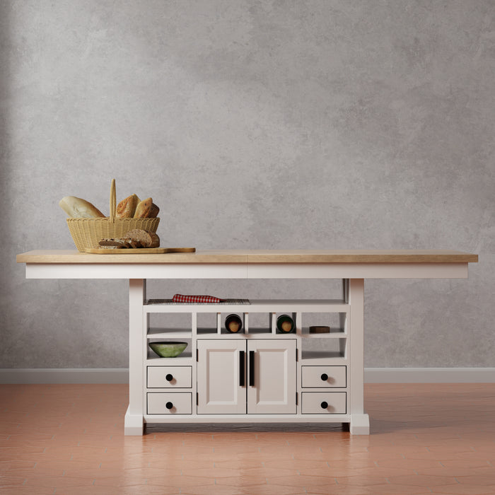 Parker House Americana Modern Dining Island Counter Height Table with 8 upholstered chairs