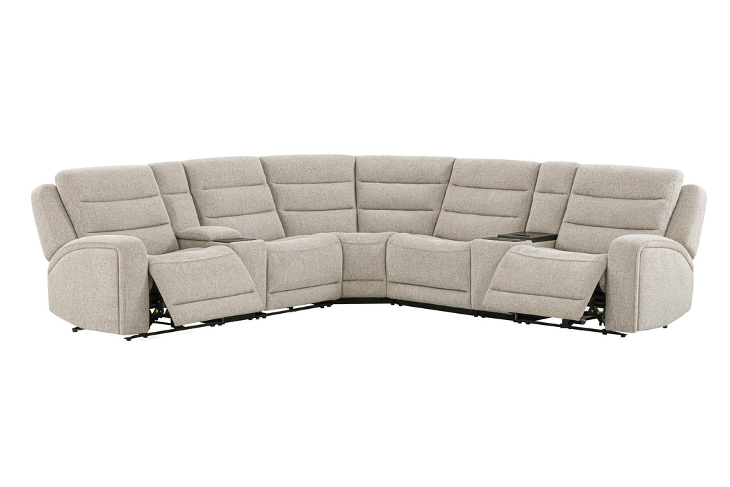 Parker Living Felix - Mari Fawn 7 Piece Zero Gravity Power Reclining Sectional with Beverage Cooler Console