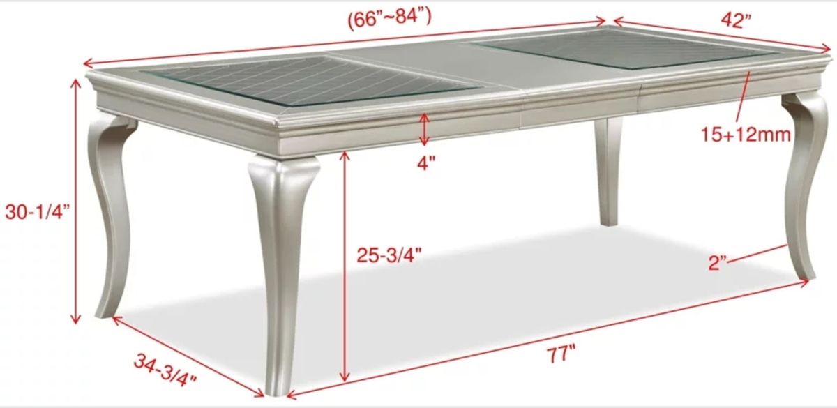 Crown Mark Furniture Caldwell Dining Table in Light Champagne - All Brands Furniture (NJ)