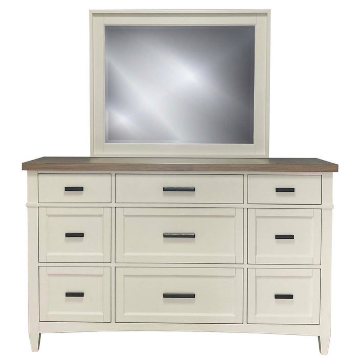 Parker House Americana Modern Bedroom King Shelter Bed with 2 Nightstands and Dresser with Mirror