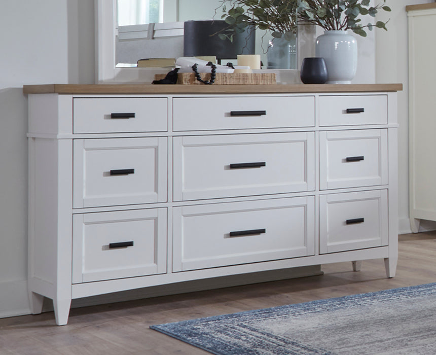 Parker House Americana Modern Bedroom Queen Platform Bed 2 Nightstands and Dresser with Mirror