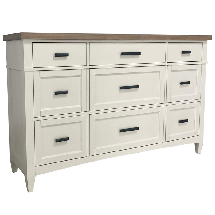 Parker House Americana Modern Bedroom Queen Platform Bed 2 Nightstands and Dresser with Mirror