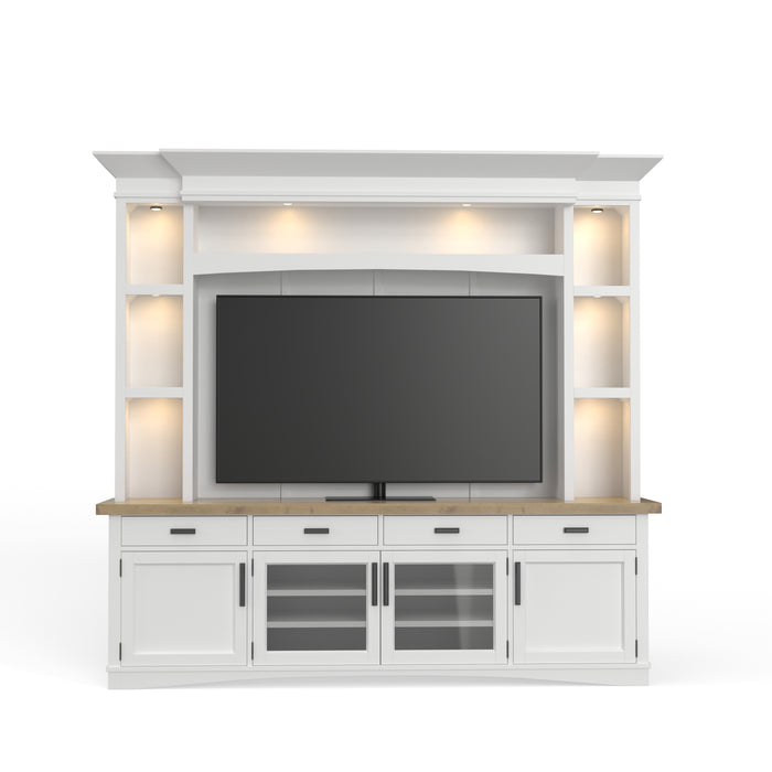 Parker House Americana Modern 92 Inch TV Console with Hutch Back Panel and LED Lights